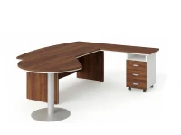 BRL RB073-235x200R Стол рук-ля R угл. с брифингом и тумбой 3 ящика 2350х2000х760 Орех Вармия/Белый