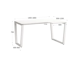 Стол угловой, U-опора, правый 1400x900/1200x750, RM050-14x9-12 Белый/Белый