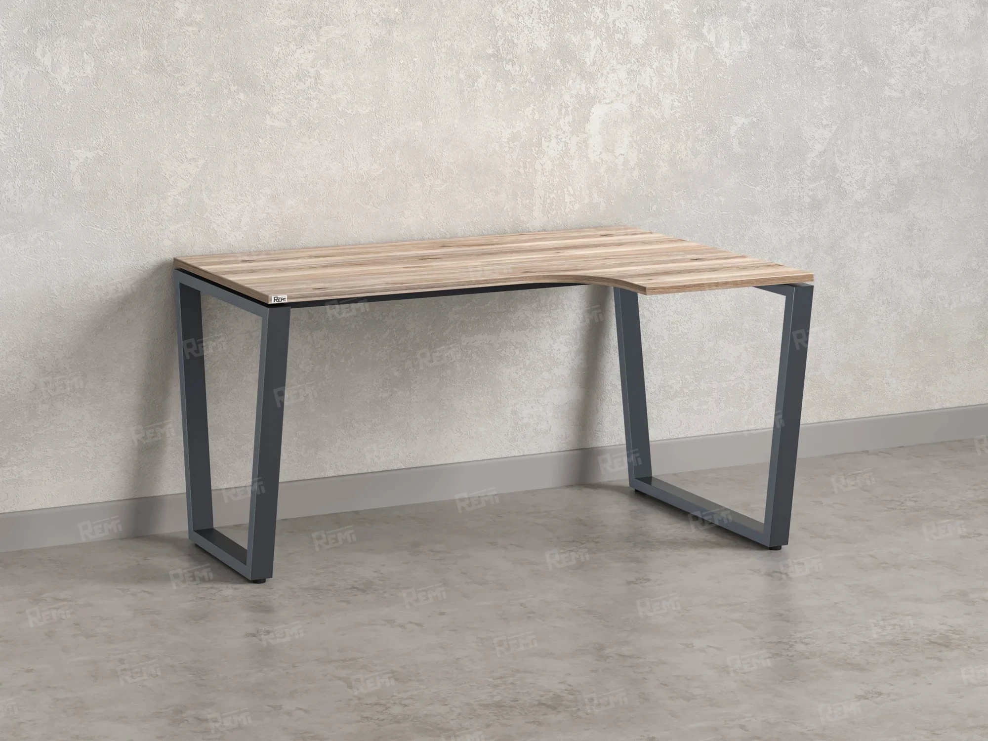 Стол угловой, U-опора, правый 1800x700/900x750, RM050-18x7-9 Дуб Маувелла/Серый