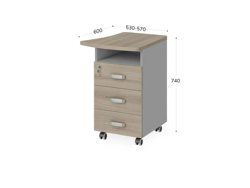 BRL RB086-57х60R Тумба приставная правая 570х600х740 Шорвуд/Серый вулканический