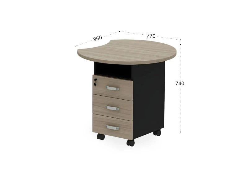 BRL RB088-77х86R Тумба приставная правая 770х860х740 Шорвуд/Черный