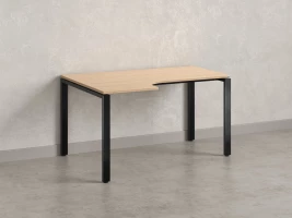 Стол угловой, П-опора, левый 1400x600/900x750, RM053-14x6-9 Вяз Швейцарский светлый/Черный