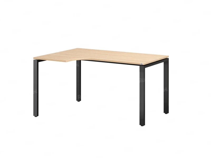 Стол угловой, П-опора, левый 1400x600/900x750, RM053-14x6-9 Вяз Швейцарский светлый/Черный