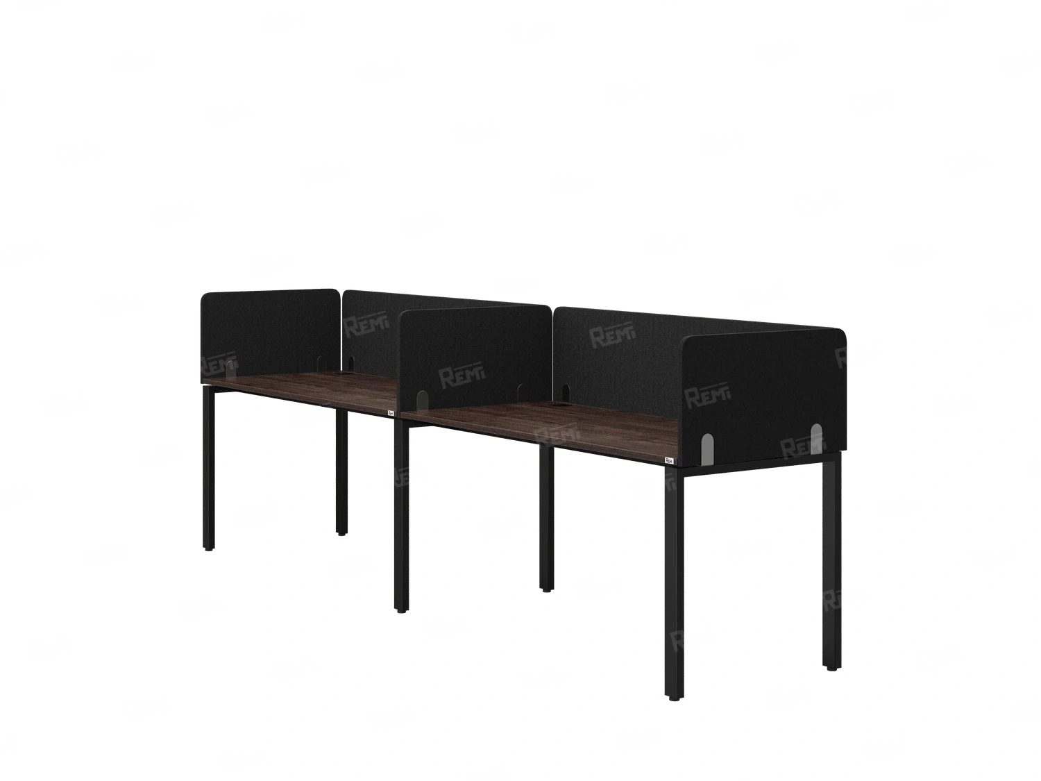 Бенч-система в 1 ряд, 2 рабочих места 5 тканевых экранов 2700x600x750 RM167-1-27x6 Дуб Апрельский шоколад/Черный