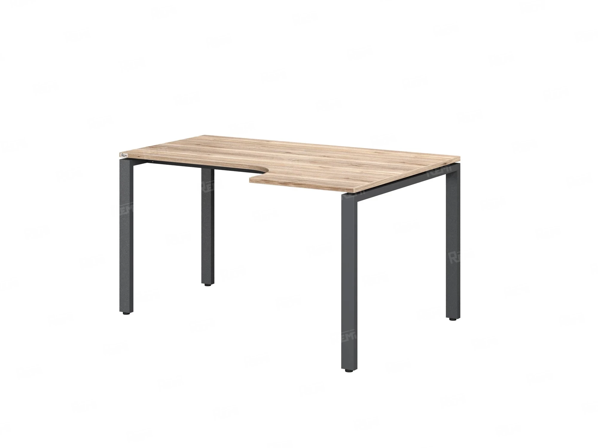 Стол угловой, П-опора, правый 1400x700/900x750, RM052-14x7-9 Дуб Маувелла/Серый