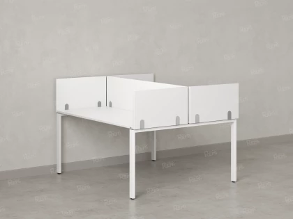 Бенч-система, 2 рабочих места, 5 ЛДСП экранов 1000x1400x750 RM165-4-10x14 Белый/Белый