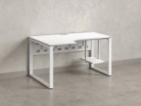 Стол угловой, экран металл, О-опора, левый 1400x900/1200x750, RM056-14x9-12 Белый/Белый