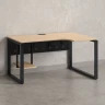 Стол угловой, экран металл, О-опора, правый 1600x600/900x750, RM057-16x6-9 Вяз Швейцарский светлый/Черный