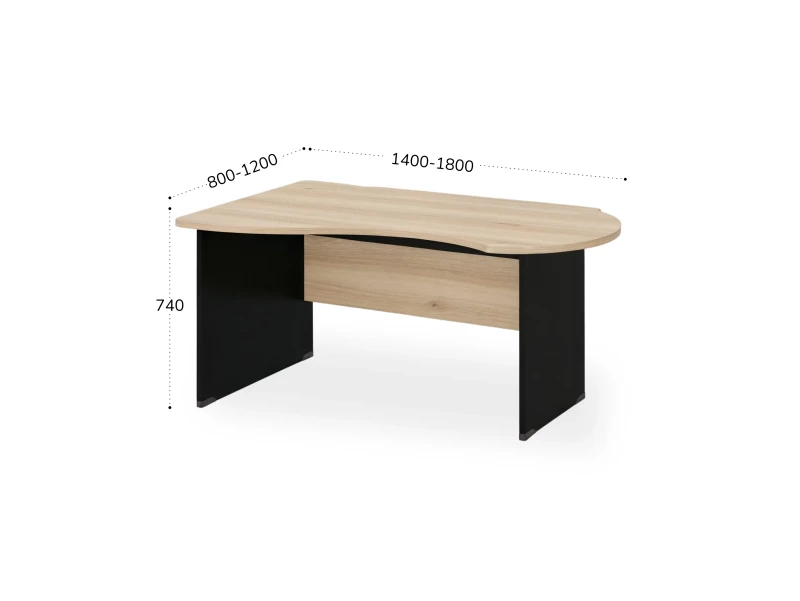 BRL RB004-140х80L Стол асимметричный левый 1400х800х740 Акация/Черный