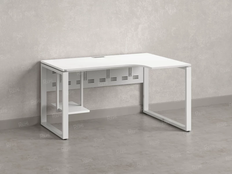 Стол угловой, экран металл, О-опора, правый 1800x900/1200x750, RM057-18x9-12 Белый/Белый