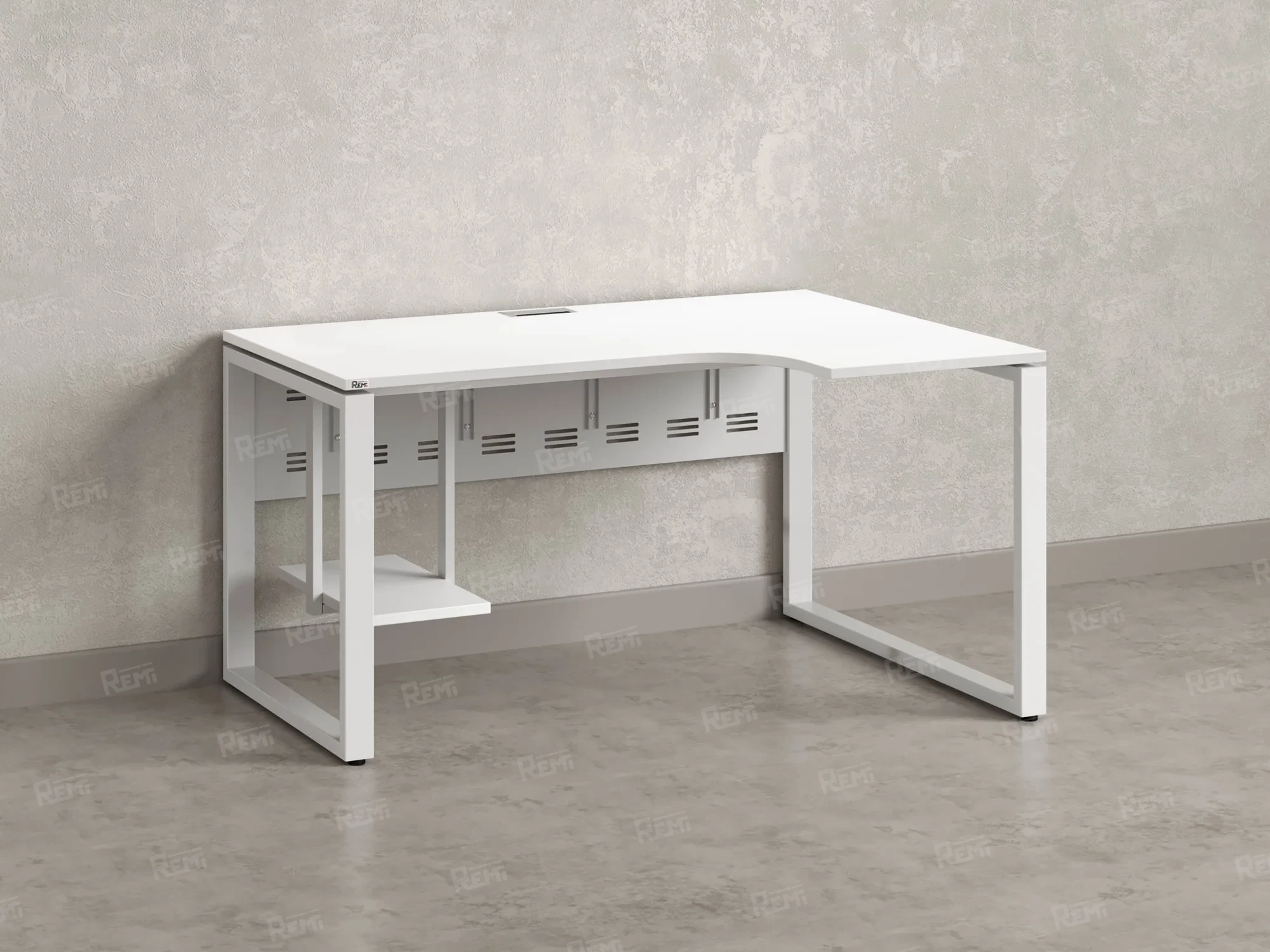 Стол угловой, экран металл, О-опора, правый 1800x900/1200x750, RM057-18x9-12 Белый/Белый