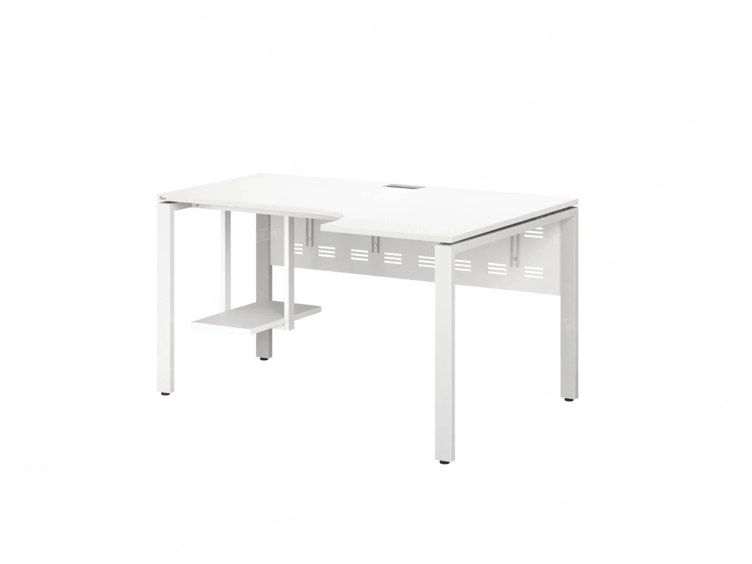 Стол угловой, экран металл, П-опора, правый 1600x900/1200x750, RM058-16x9-12 Белый/Белый