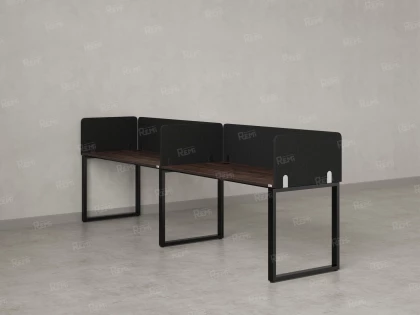 Бенч-система в 1 ряд, 2 рабочих места 5 тканевых экранов 2700x600x750 RM168-1-27x6 Дуб Апрельский шоколад/Черный