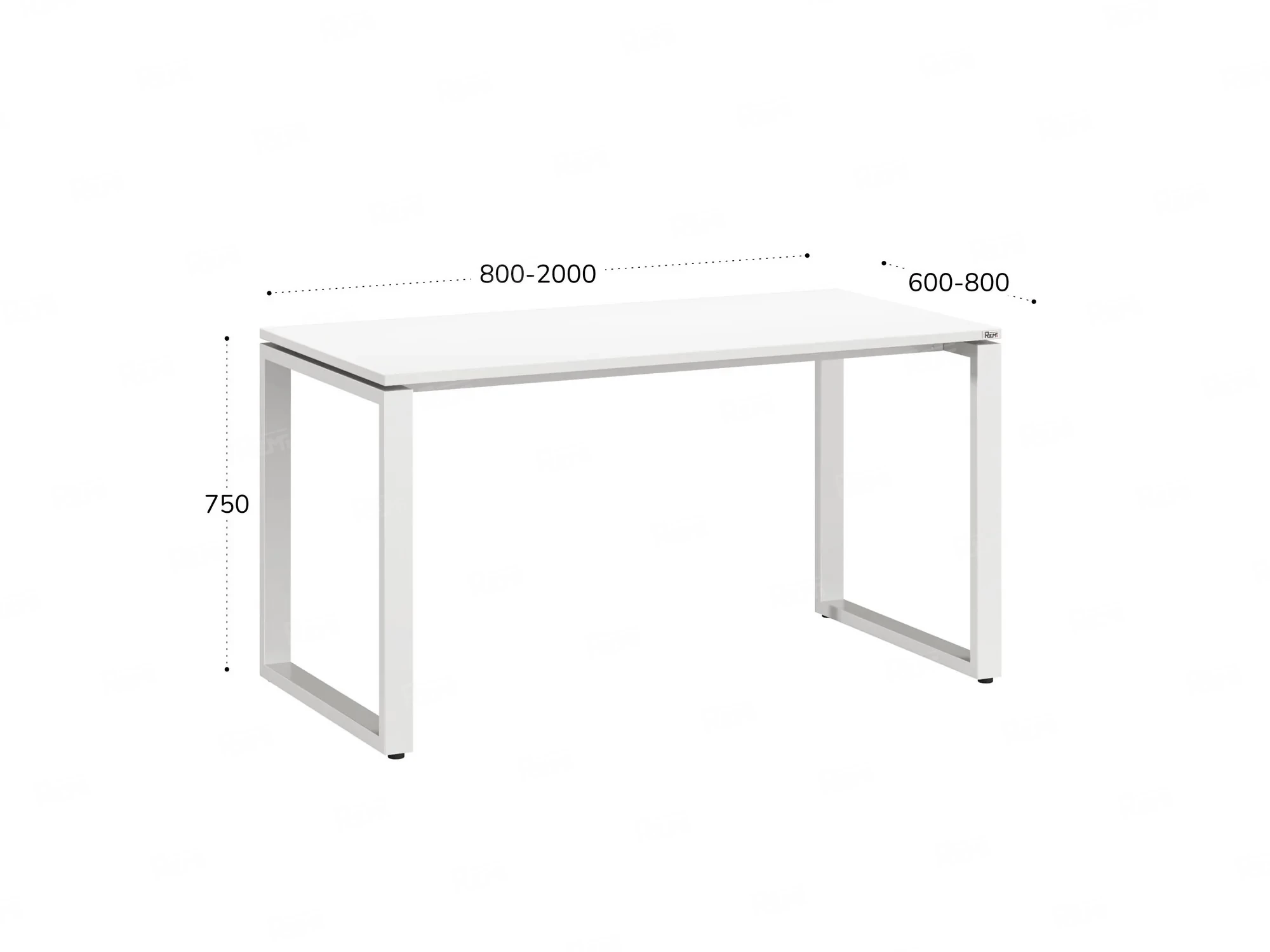 Стол прямой на O-образных опорах 2000x600x750 RM002-20x6 Белый/Белый