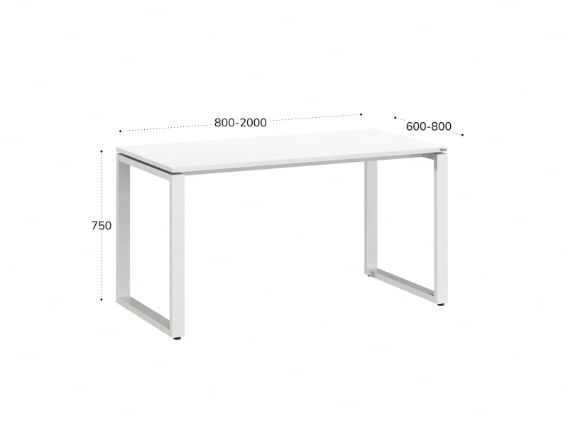 Стол прямой на O-образных опорах 2000x600x750 RM002-20x6 Белый/Белый