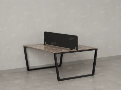 Бенч-система, 2 рабочих места, с одним тканевым экраном 1800x1200x750 RM172-1-18x12 Дуб Маувелла/Черный