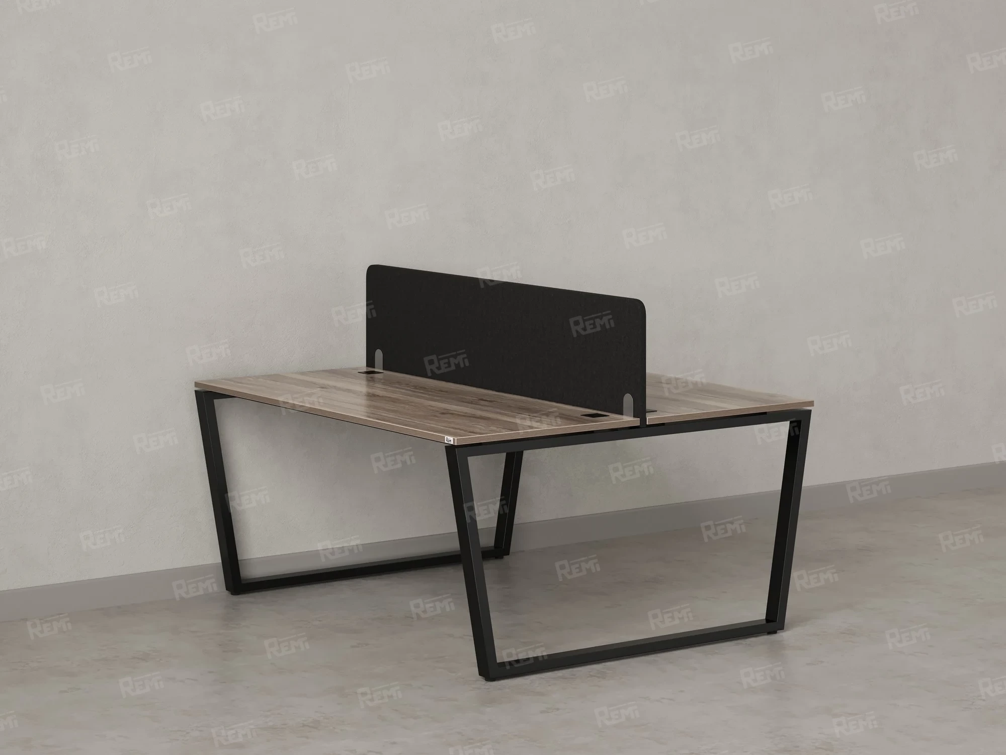 Бенч-система, 2 рабочих места, с одним тканевым экраном 1800x1200x750 RM172-1-18x12 Дуб Маувелла/Черный