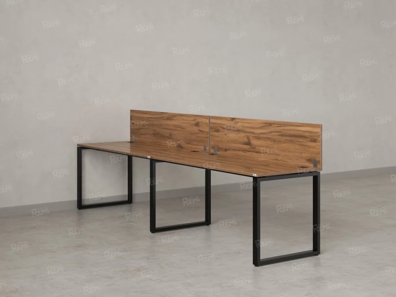 Бенч-система в 1 ряд, 2 рабочих места 2 ЛДСП экранов 3600x800x750 RM168-4-36x8 Дуб Юстус/Черный