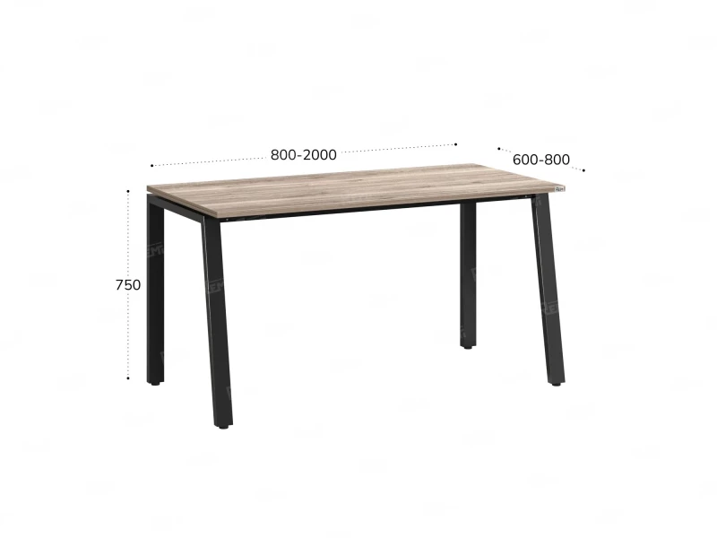 Стол прямой на Л-образных опорах 800x700x750 RM004-8x7 Дуб Маувелла/Черный