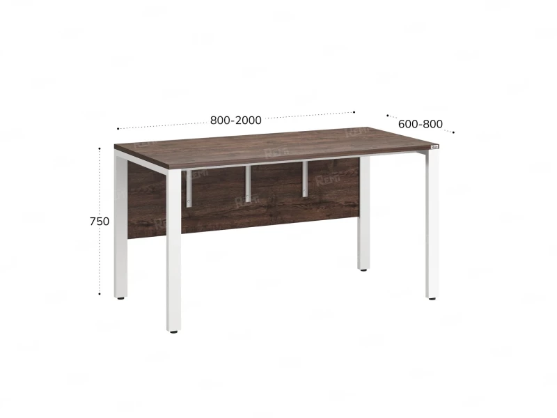 Стол прямой на П-образных опорах, экран ЛДСП 1200x600x750 RM005-12x6 Дуб Апрельский шоколад/Белый