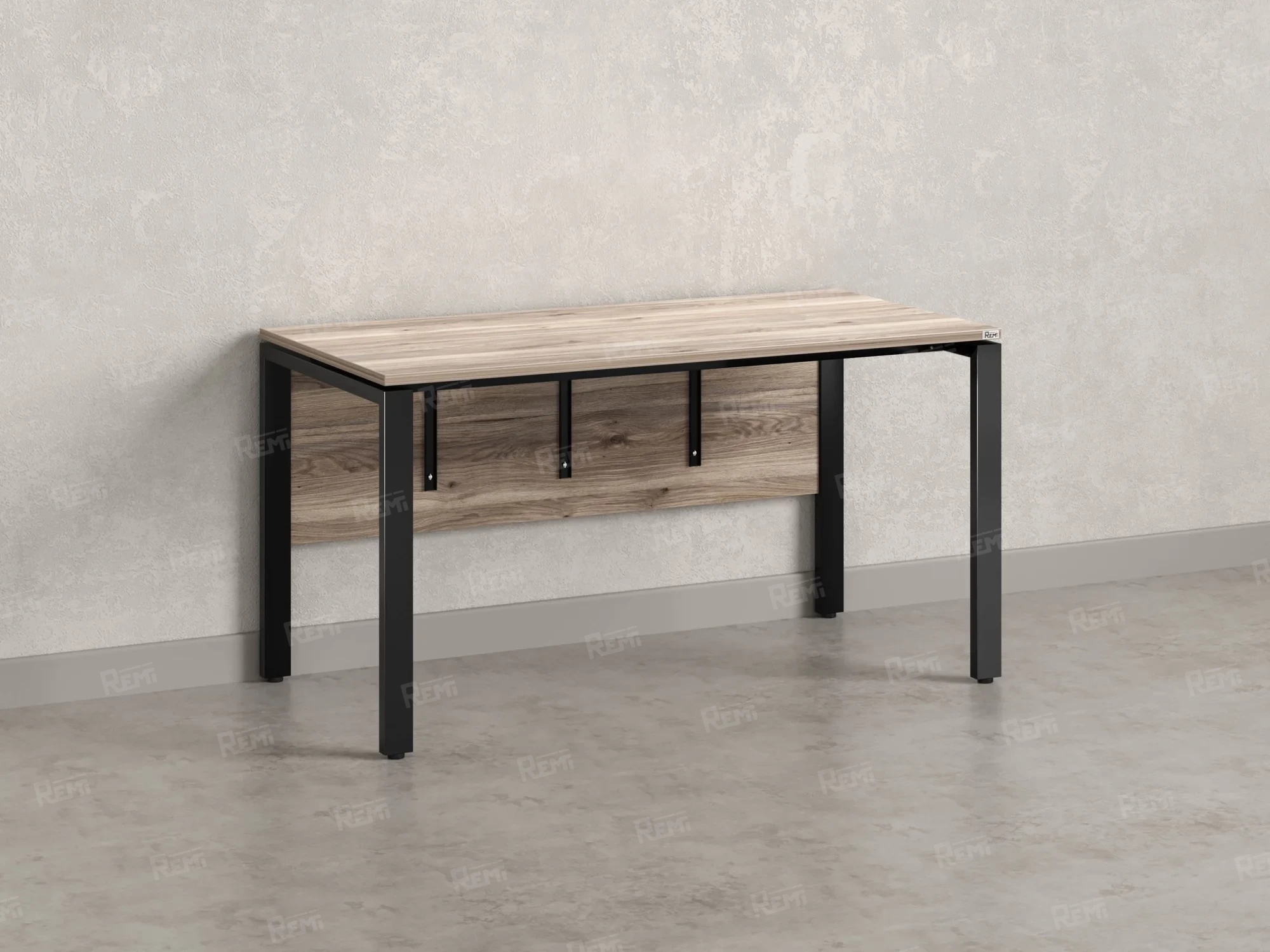 Стол прямой, П-опоры, экран ЛДСП,парящая стол-ца 1800x700x750 RM007-18x7 Дуб Маувелла/Черный