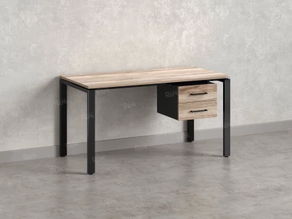 Стол прямой с подвесной тумбой 2 ящика, П-опора 1600x600x750 RM039-16x6 Дуб Маувелла/Черный