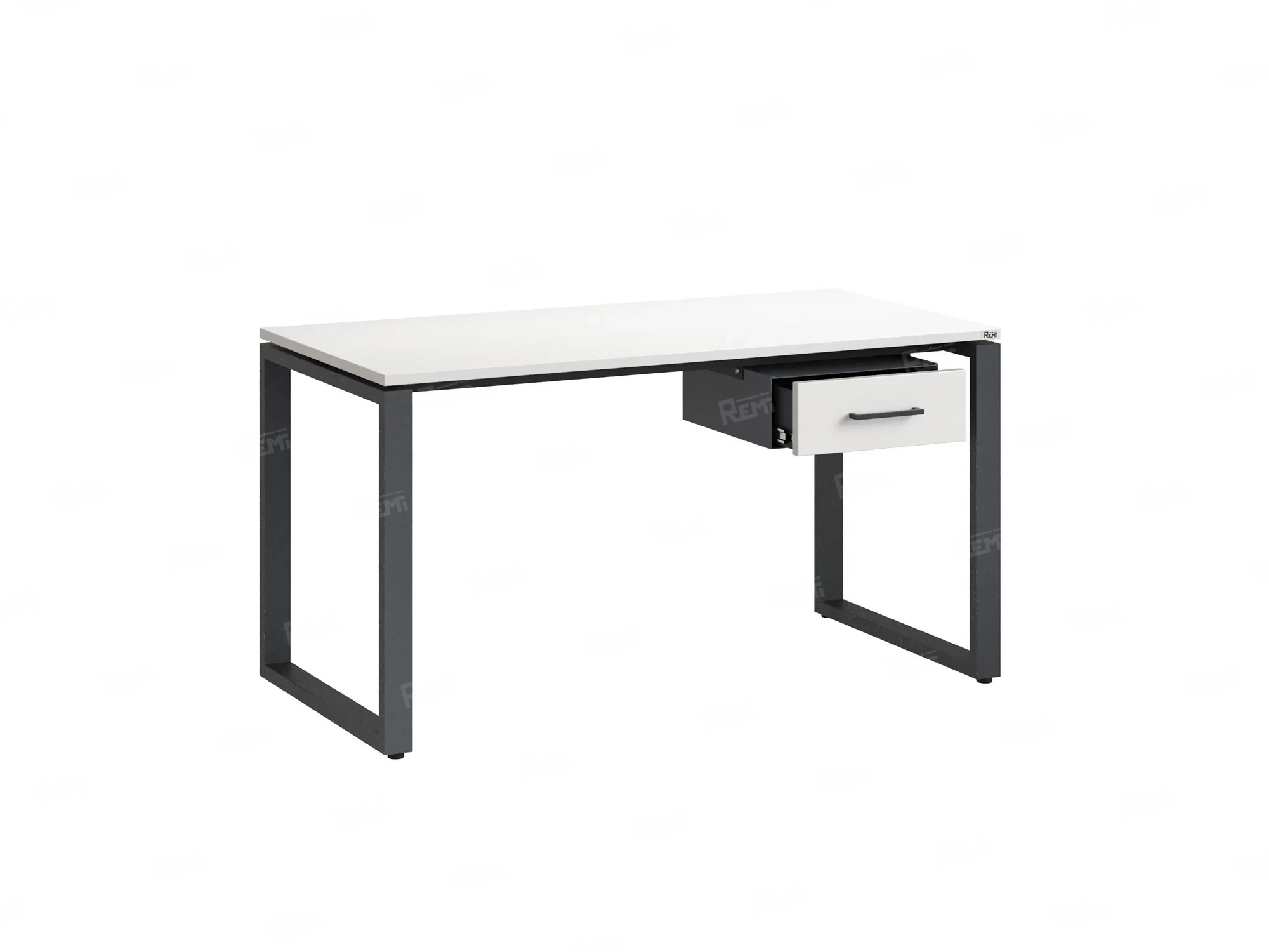 Стол прямой с подвесной тумбой, О-опора 1600x800x750 RM036-16x8 Белый/Серый