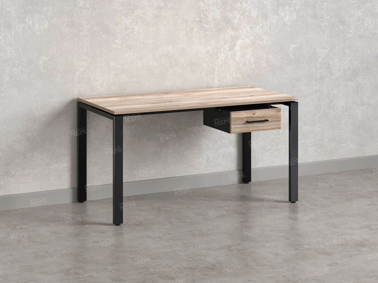 Стол прямой с подвесной тумбой, П-опора 1600x800x750 RM038-16x8 Дуб Маувелла/Черный