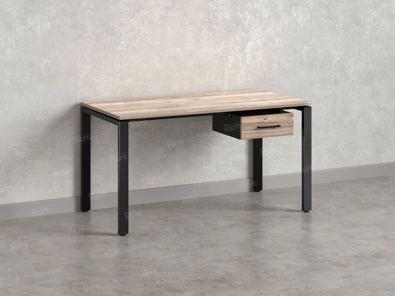 Стол прямой с подвесной тумбой, П-опора 1600x800x750 RM038-16x8 Дуб Маувелла/Черный