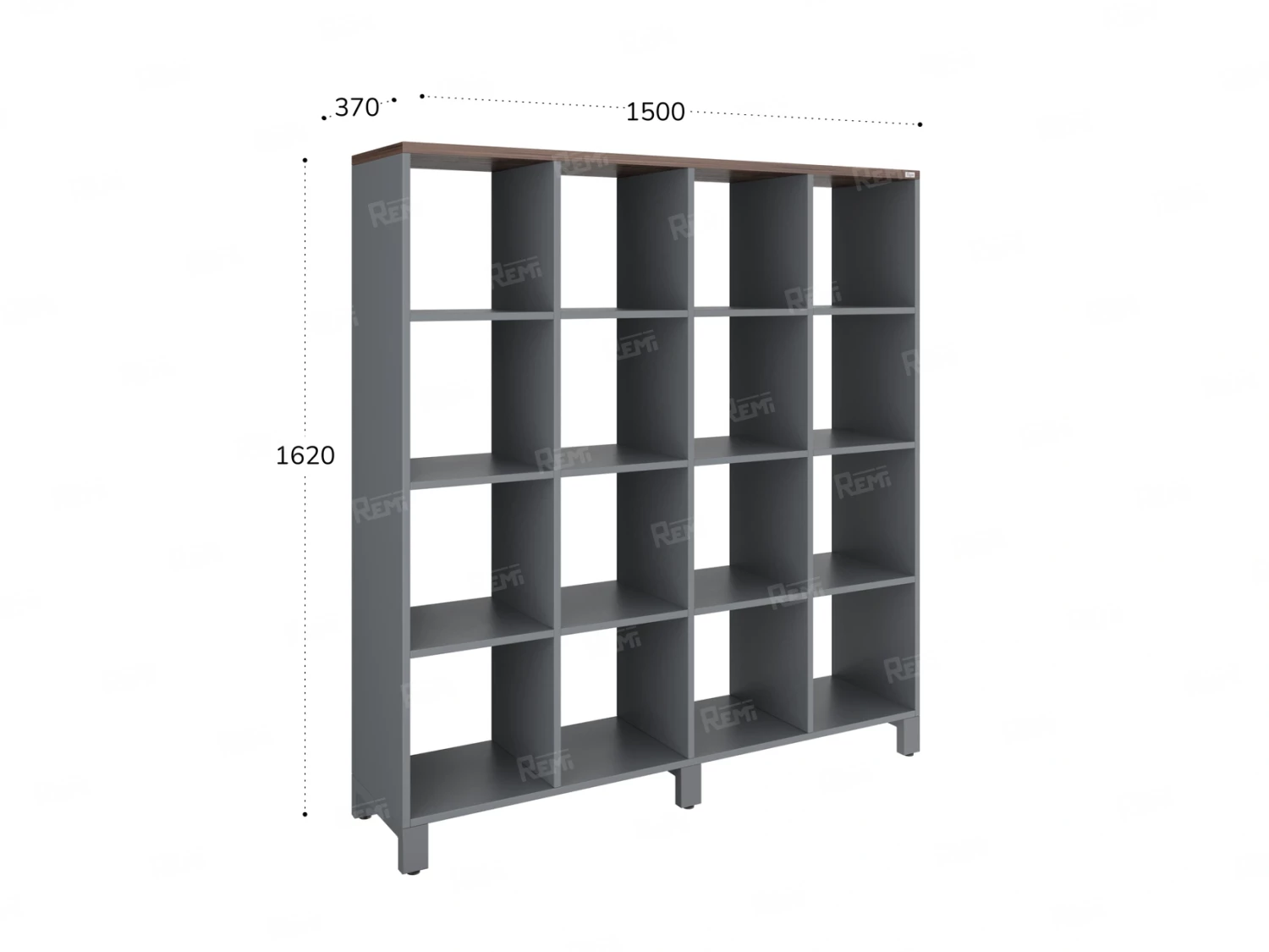 Стеллаж, 16 ячеек 1500х370х1620 RM140-15x37 Дуб Апрельский шоколад/Серый