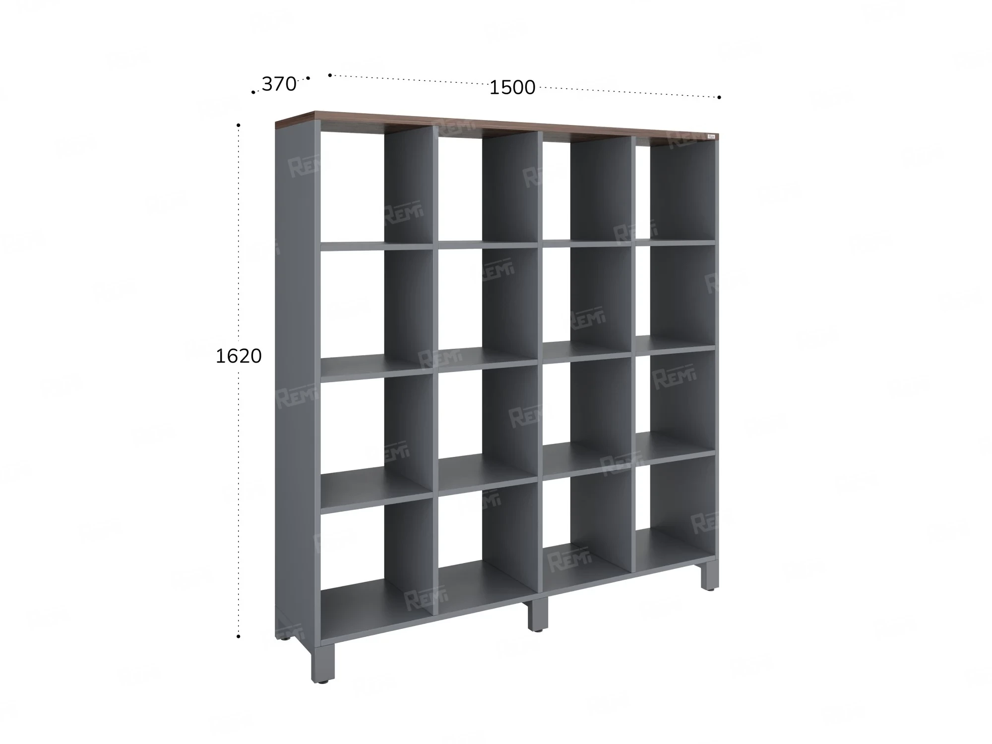Стеллаж, 16 ячеек 1500х370х1620 RM140-15x37 Дуб Апрельский шоколад/Серый