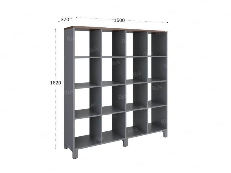 Стеллаж, 16 ячеек 1500х370х1620 RM140-15x37 Дуб Апрельский шоколад/Серый