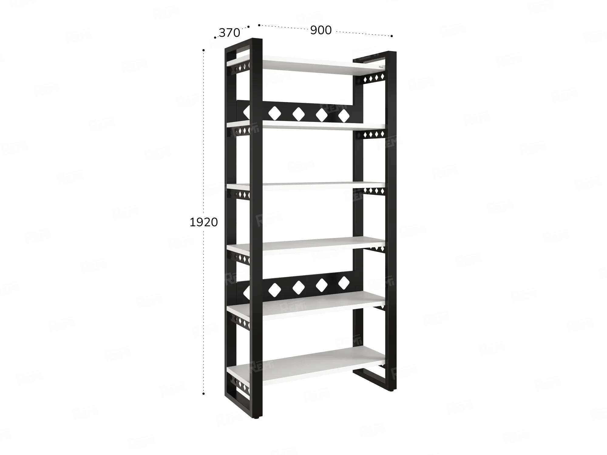 Стеллаж, 6 уровней 900x370x1920 RM132-90x37 Белый/Черный