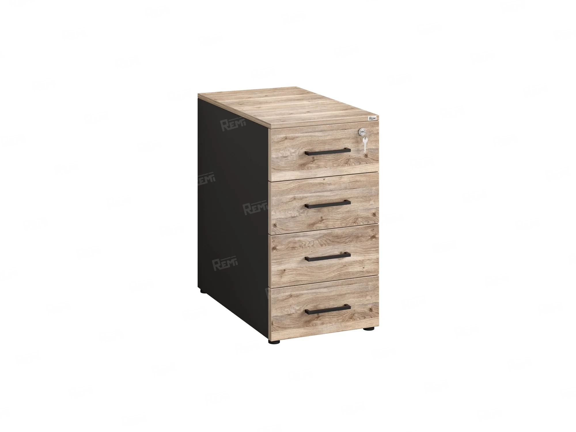 Тумба приставная, 4 ящика 400x800x750 RM121-40x80 Дуб Маувелла/Черный