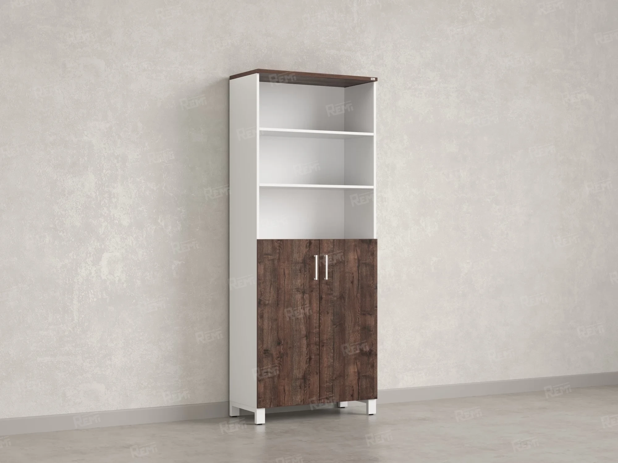 Шкаф комбинированный, 6 уровней 900x420x2200 RM154-90x41 Дуб Апрельский шоколад/Белый