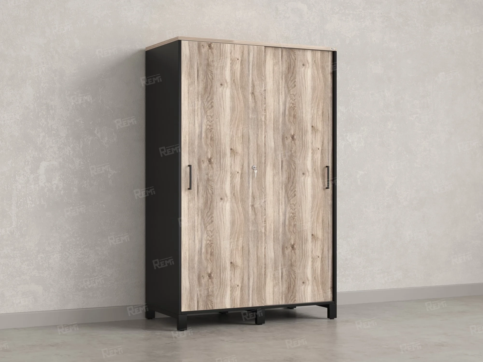 Шкаф-купе, штанга, 1 полка 1200x600x1900 RM163-90x60 Дуб Маувелла/Черный