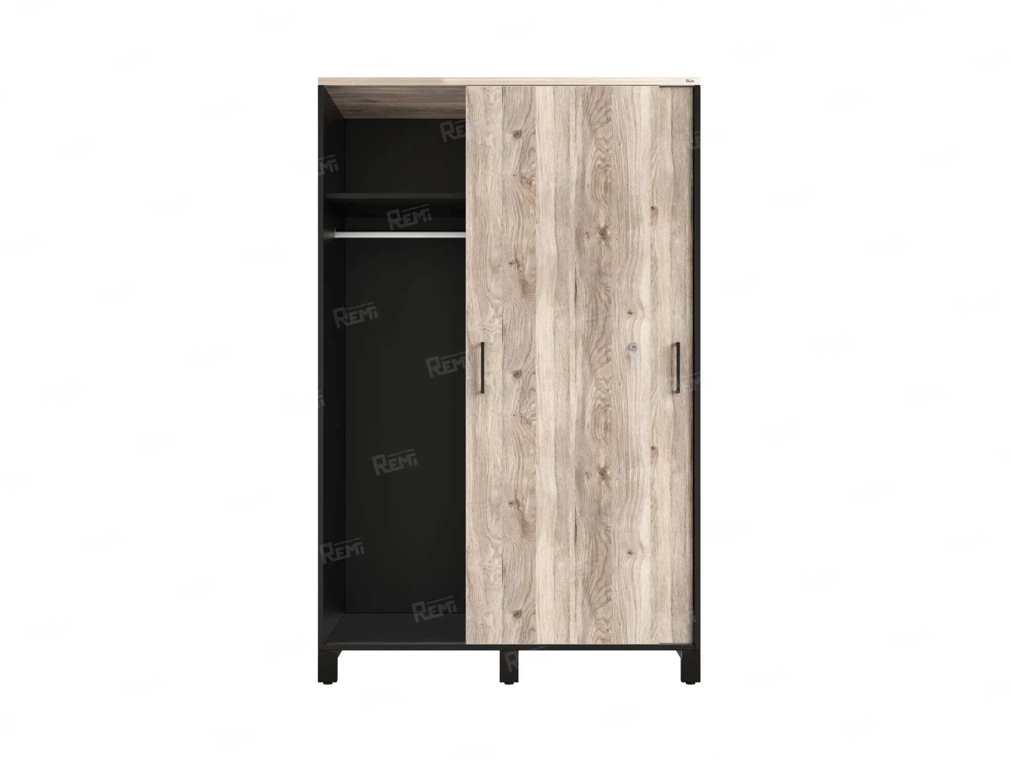 Шкаф-купе, штанга, 1 полка 1200x600x1900 RM163-90x60 Дуб Маувелла/Черный