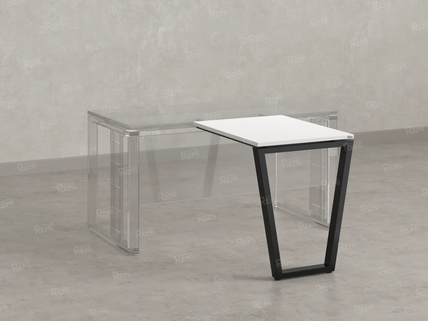 Брифинг прямой, с парящей столешнецей, на U-образном каркасе 1600x600x750 RM074-16x6 Белый/Черный