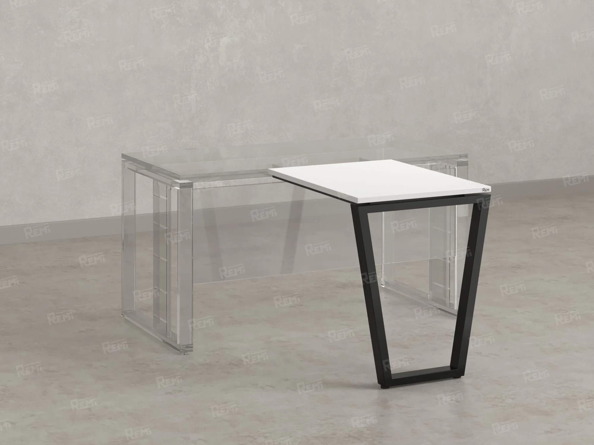 Брифинг прямой, с парящей столешнецей, на U-образном каркасе 1600x600x750 RM074-16x6 Белый/Черный