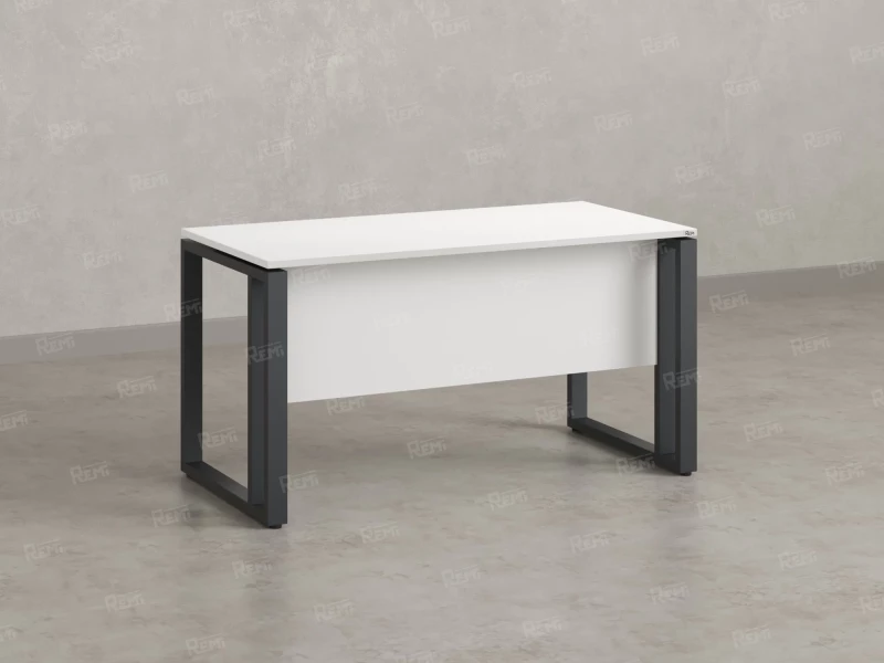 Стол прямой на О-образных опорах с экраном ЛДСП 2000x700x750 RM041-20x7 Белый/Серый