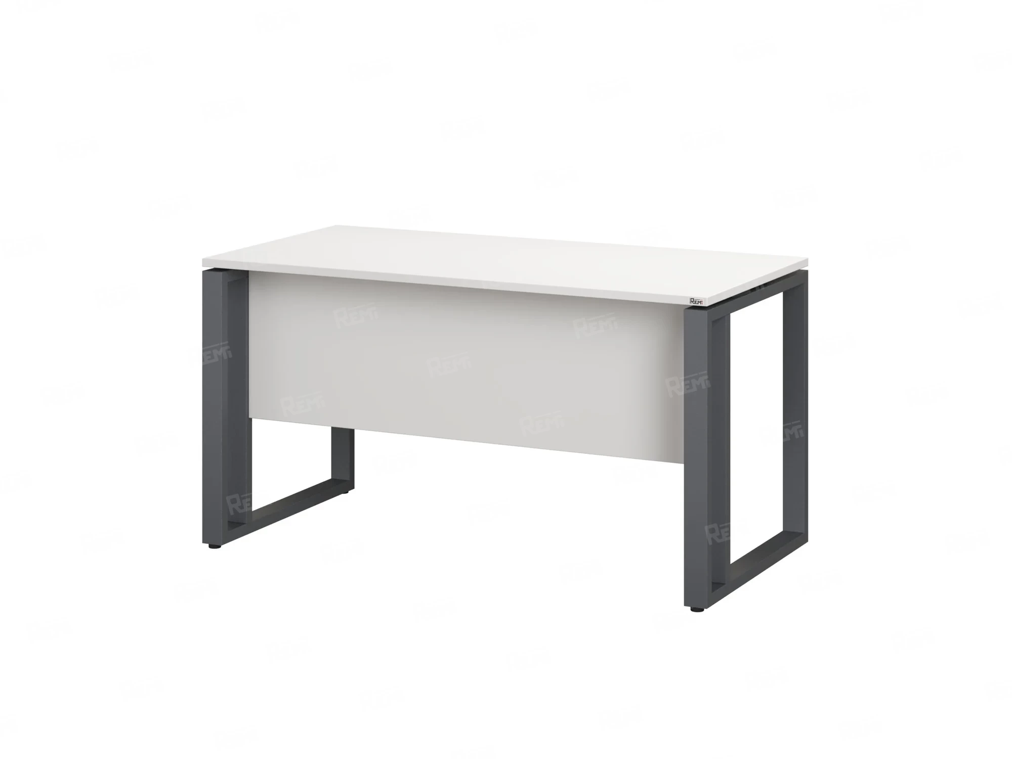 Стол прямой на О-образных опорах с экраном ЛДСП 2000x700x750 RM041-20x7 Белый/Серый