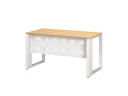 Стол прямой на О-образных опорах с металлическим экраном 1200x800x750 RM042-12x8 Вяз Швейцарский светлый/Белый