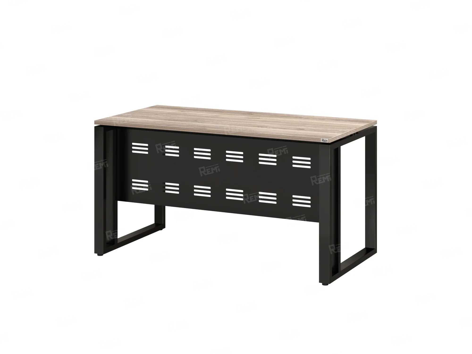 Стол прямой на О-образных опорах с металлическим экраном 1600x900x750 RM042-16x9 Дуб Маувелла/Черный