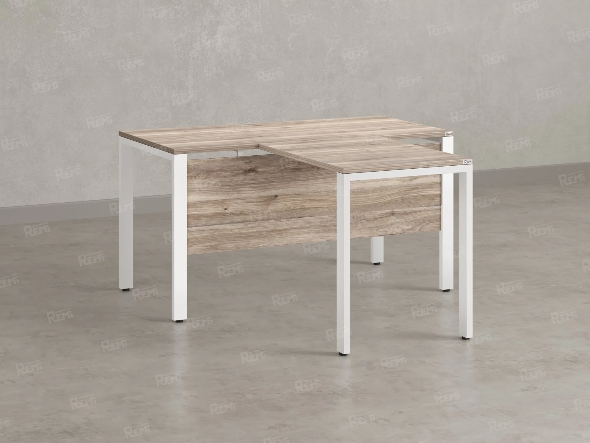 Стол с брифингом на П-образных опорах с экраном ЛДСП RM044-14x6 1400x2000x750 Дуб Маувелла/Белый