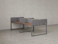 Бенч-система, 4 рабочих места, на О-образных опорах, 8 тканевых экранов 3600x1600x750 RM170-1-18x16 Дуб Юстус/Серый