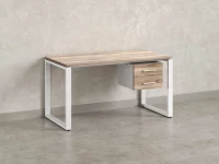 Стол прямой с подвесной тумбой 2 ящика, О-опора 1800x800x750 RM037-18x8 Дуб Маувелла/Белый