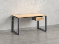 Стол прямой с подвесной тумбой, О-опора 1800x600x750 RM036-18x6 Вяз Швейцарский светлый/Серый