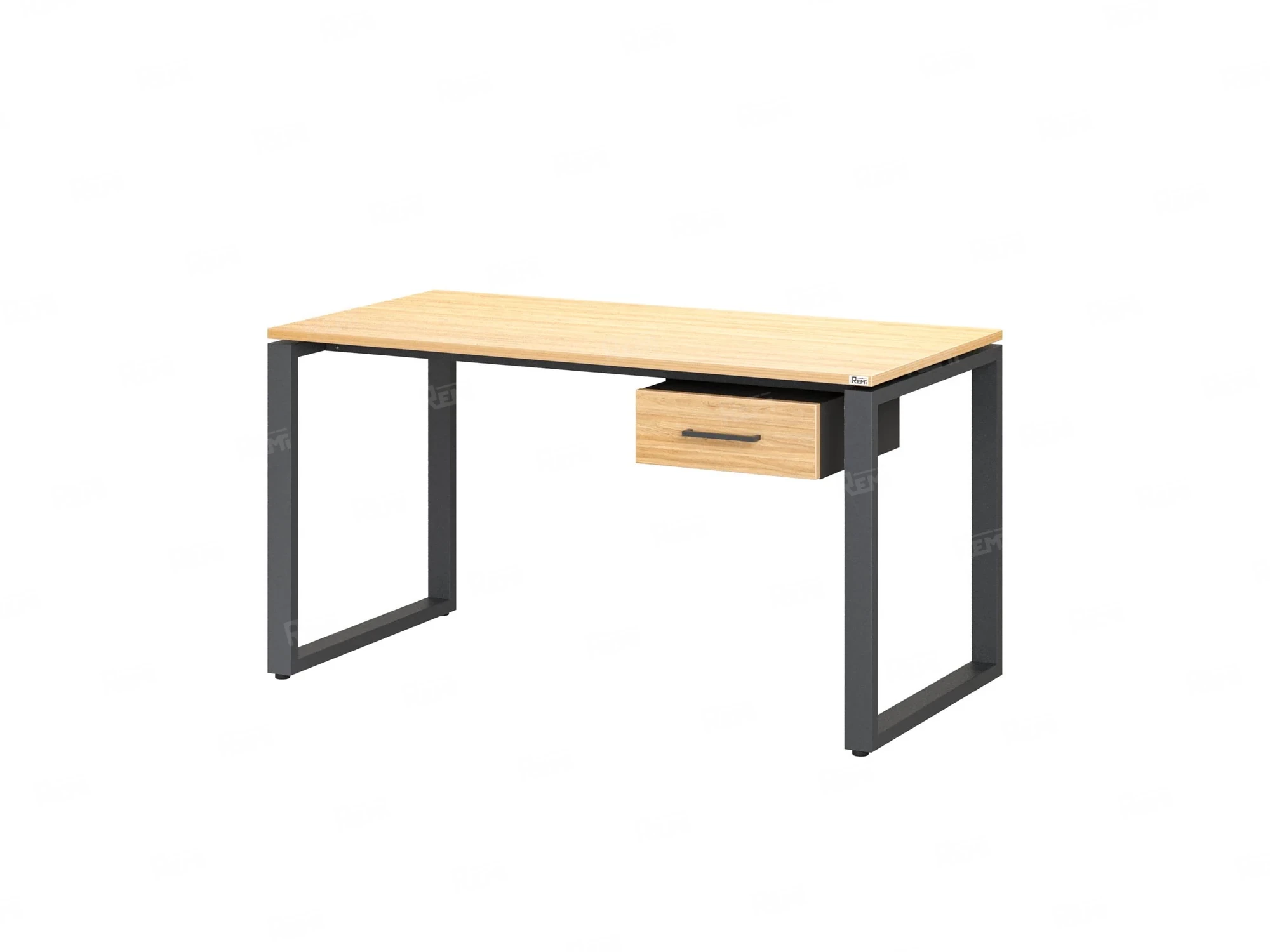 Стол прямой с подвесной тумбой, О-опора 1800x600x750 RM036-18x6 Вяз Швейцарский светлый/Серый