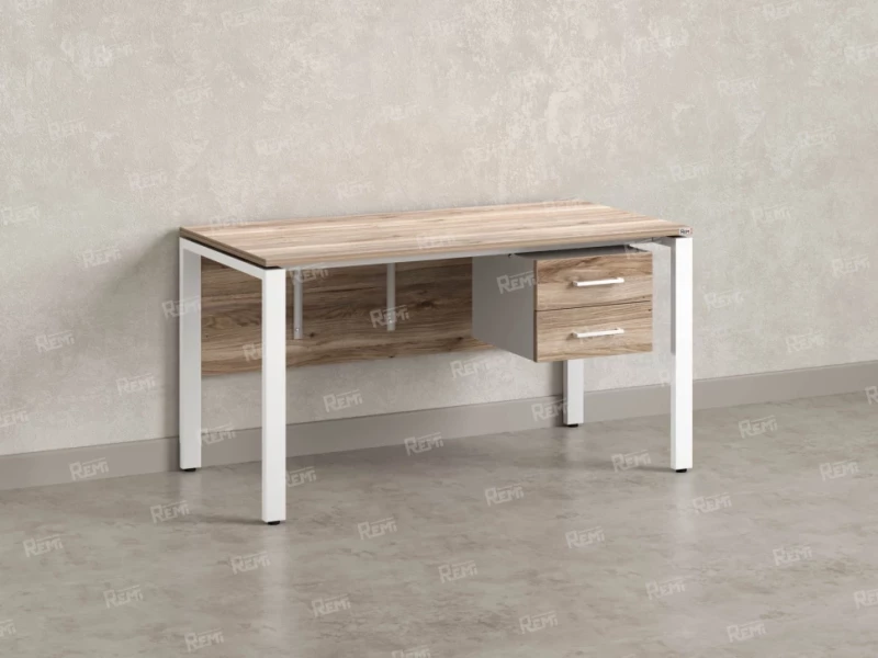 Стол прямой, подвесная тумба, ЛДСП экран, П-опора 1800x600x750 RM031-18x6 Дуб Маувелла/Белый