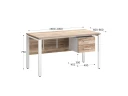 Стол прямой, подвесная тумба, ЛДСП экран, П-опора 1800x600x750 RM031-18x6 Дуб Маувелла/Белый